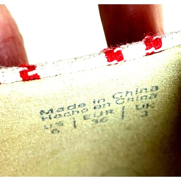 Market & Spruce Womens Striped Canvas Flats Size 6 Red & Black cream - Picture 5 of 8